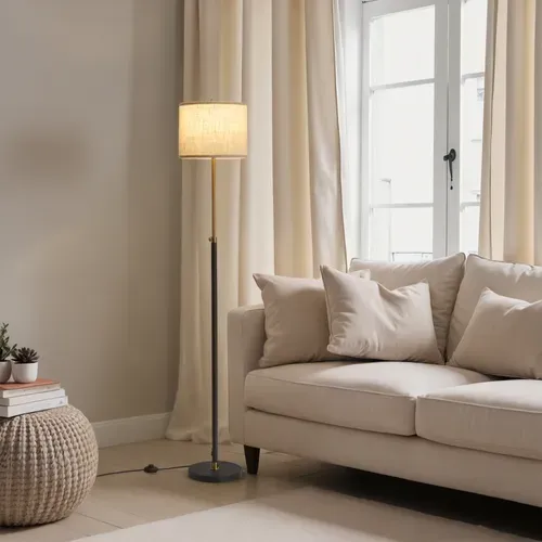 Lampadaire Réglable En Hauteur, 140–170 Cm, Avec Interrupteur Au Pied, Douille E27, Noir