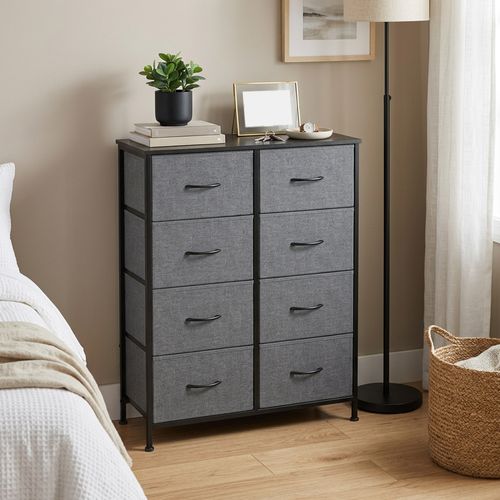Commode, 8 Tiroirs En Tissu Non-tissé, Pour Chambre, Gris