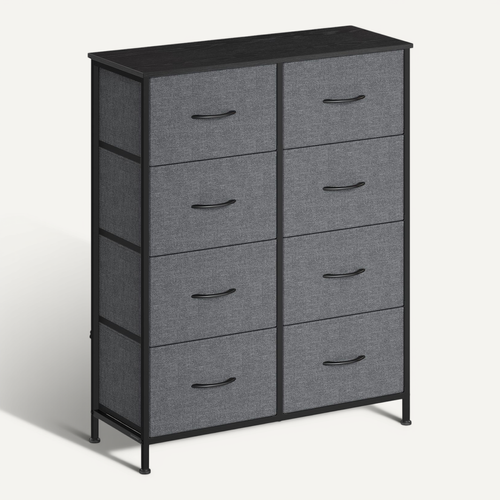 Commode, 8 Tiroirs En Tissu Non-tissé, Pour Chambre, Gris