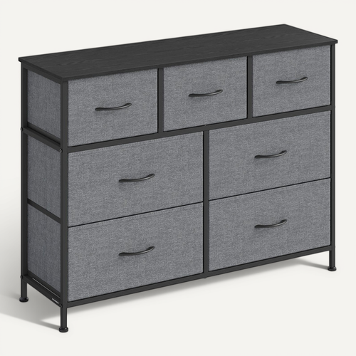 Commode, 7 Tiroirs En Tissu Non-tissé, Pour Chambre, Gris