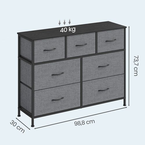 Commode, 7 Tiroirs En Tissu Non-tissé, Pour Chambre, Gris