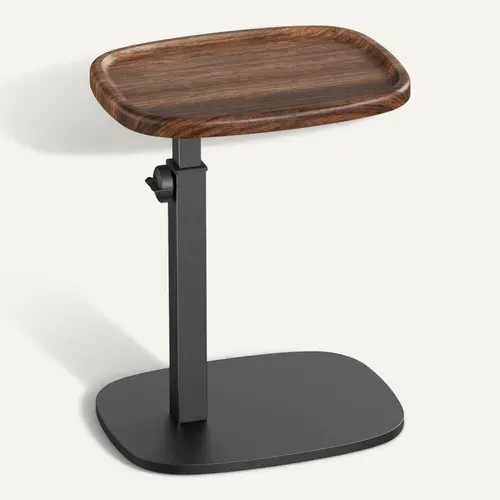 Table De Chevet Réglable En Hauteur, En Forme De C, 30 X 40 X 69 Cm, Marron Et Noir