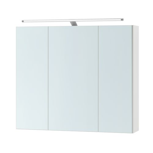 Armoire Murale Pour Salle De Bain, 3 Portes Miroir, Avec éclairage, 15 X 70 X 60 Cm, Blanc
