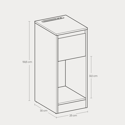 Table De Chevet étroite Avec LED, Lot De 2, Table D’appoint, 1 Tiroir, 2 Ports De Charge, Blanc