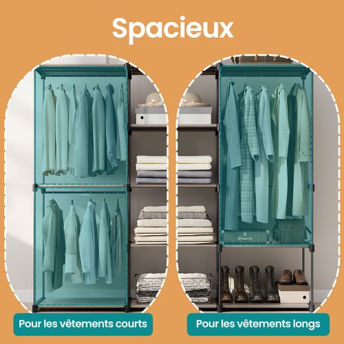 Armoire Ouverte, Portant à Vêtements, Penderie Avec Tringles à Vêtements Et Étagères, Taupe