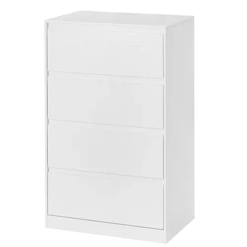 Commode 4 Tiroirs, Meuble De Rangement, 40 X 60 X 97,4 Cm, Style Moderne, Blanc