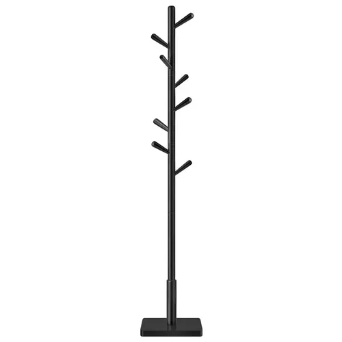 Portemanteau Sur Pied En Bois Avec 8 Crochets, 3 Hauteurs Réglables, Bois D’hévéa, Noir D’encre