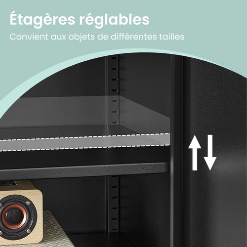 Armoire De Rangement, à Double Portes, Fermeture Magnétique, Étagères Réglables, Marron Et Noir