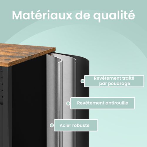 Armoire De Rangement, à Double Portes, Fermeture Magnétique, Étagères Réglables, Marron Et Noir