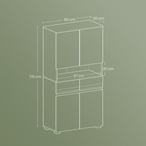 Colonne De Rangement Salle De Bain, Meuble Haut , 2 Tiroirs, Compartiments, Blanc