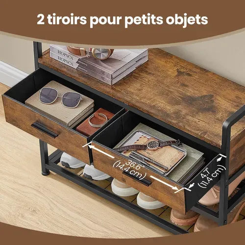 Porte-manteau Avec Banc Et Rangement Pour Chaussures, 30 X 80,4 X 181,6 Cm, Marron Et Noir