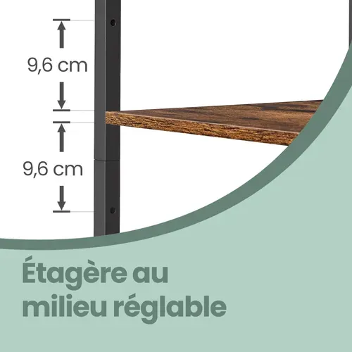 Meuble De Rangement De Cuisine, Étagère Réglable Avec Multiprise Et Crochets, 4 Niveaux, Marron