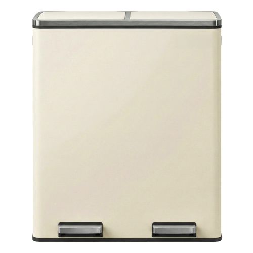 Poubelle De Tri 60 L Avec 2 Compartiments, Seaux Intérieurs Amovibles, Sacs Inclus, Blanc