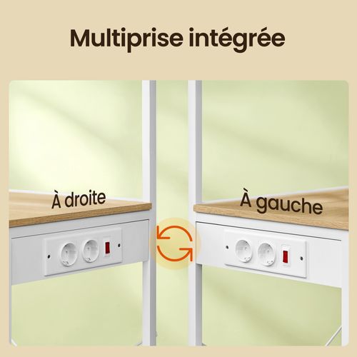 Étagère De Cuisine à 4 Niveaux Avec Tablette Réglable, Prise Électrique, Chêne