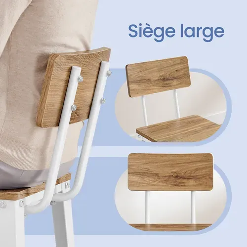 Ensemble De 2 Tabourets De Bar, Avec Dossier, Chaises De Bar, Cadre En Acier, Marron Et Blanc