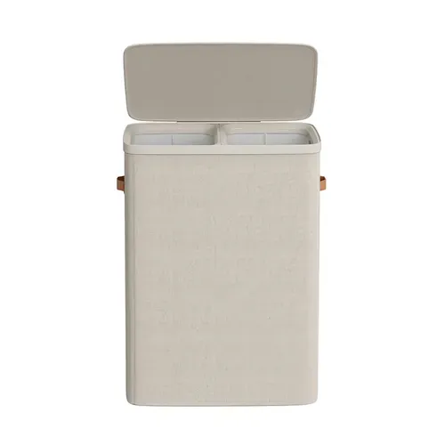 Panier à Linge, Collecteur De Linge 170 L à 2 Compartiments, Trieur De Linge, Beige