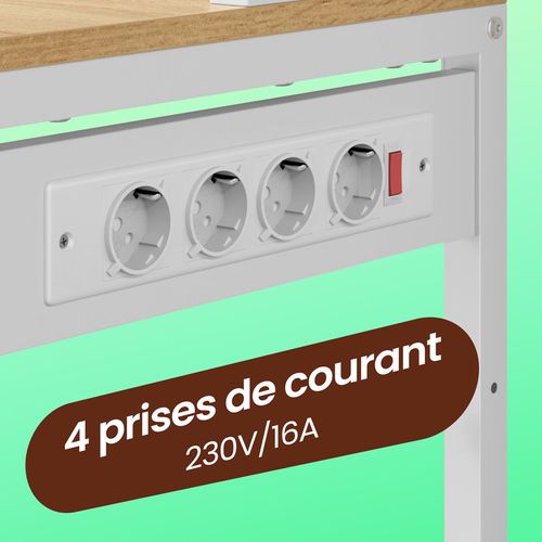 Étagère De Cuisine Avec Prises, Pour Micro-ondes, Étagères Réglables, 12 Crochets, Blanc