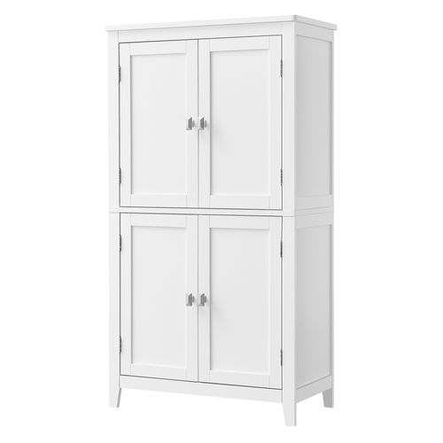 Meuble De Salle De Bain, Meuble De Cuisine, Avec 4 Portes, étagères Réglables, Blanc