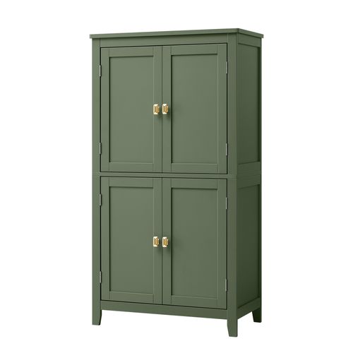 Meuble De Salle De Bain, Meuble De Cuisine, Avec 4 Portes, étagères Réglables, Vert
