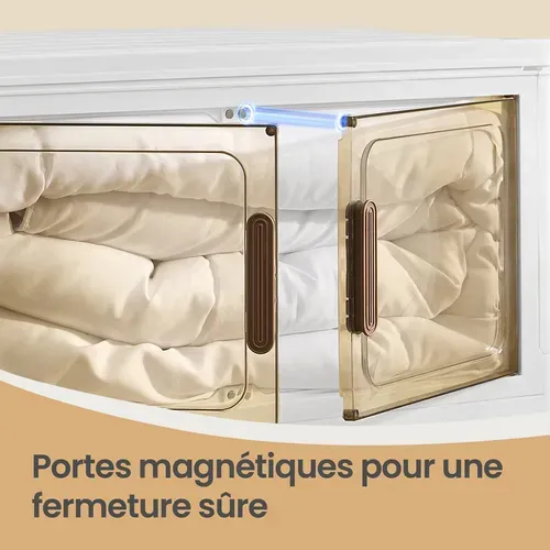 Boîte De Rangement Empilable Sur Roulettes, Organisateur 4 Niveaux, Grande Capacité, Blanc