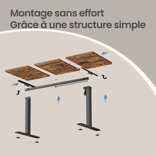 Bureau Assis-debout Réglable En Hauteur, Télétravail, Rappel De Sédentarité, 140 X 60 Cm, Marron