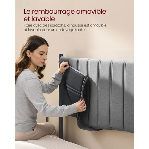 Lit Coffre Avec Matelas 140 X 190 Cm, Matelas mousse ressorts 20 cm, Bleu et gris, Ensemble complet