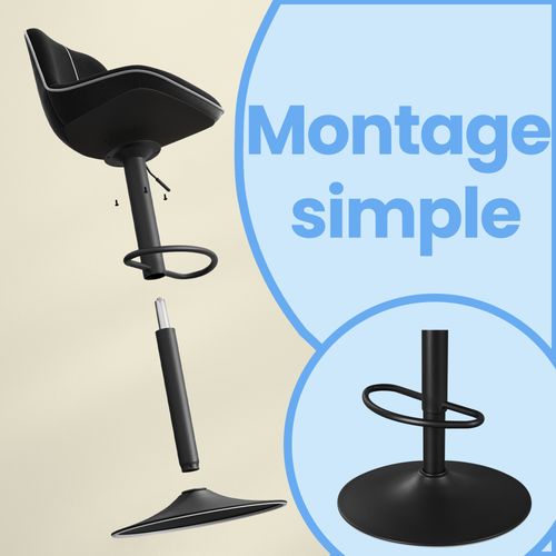 Lot De 2 Tabourets De Bar, Réglables En Hauteur, Pivotants, Velours, Noir
