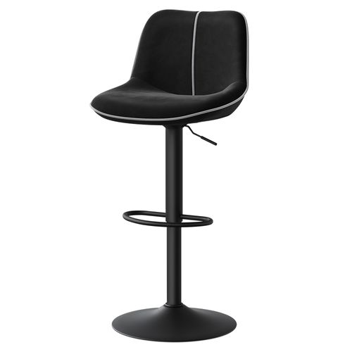 Lot De 2 Tabourets De Bar, Réglables En Hauteur, Pivotants, Velours, Noir