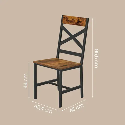 Lot De 2 Chaises De Cuisine Et De Salle à Manger, Structure En Acier, Ergonomiques,  Marron Et Noir