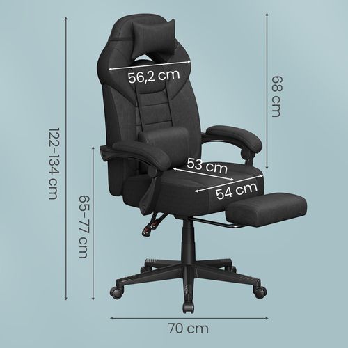 Fauteuil De Bureau Ergonomique Avec Support Lombaire, Coussin De Tête Réglable, Noir