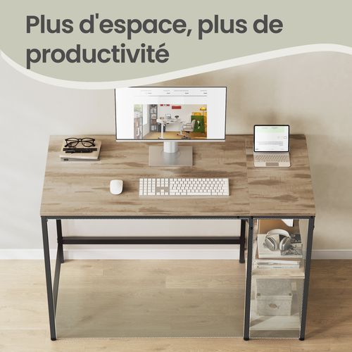 Bureau Pour Ordinateur, 120 X 60 Cm, Pour Chambre, Salon, Style Moderne, Marron Et Noir