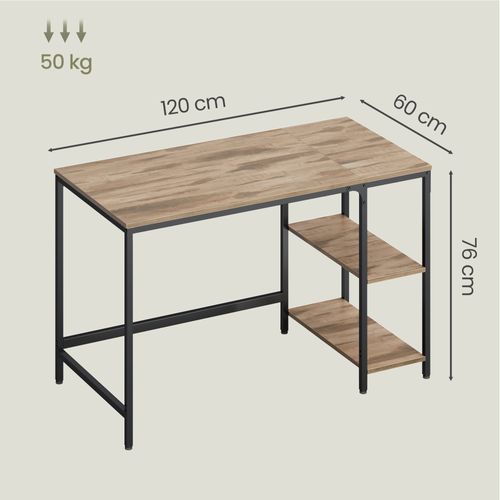 Bureau Pour Ordinateur, 120 X 60 Cm, Pour Chambre, Salon, Style Moderne, Marron Et Noir