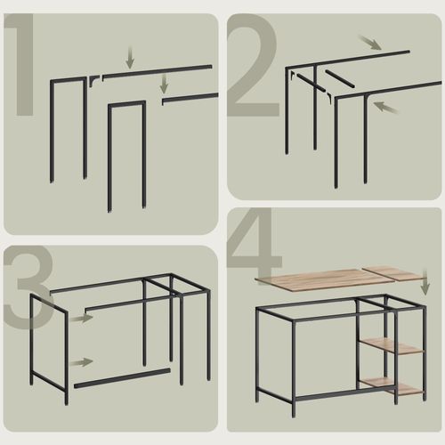 Bureau Pour Ordinateur, 120 X 60 Cm, Pour Chambre, Salon, Style Moderne, Marron Et Noir