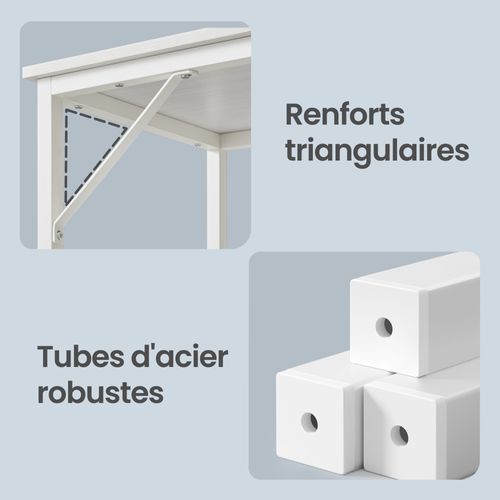 Bureau D'ordinateur, Table, Pour Bureau, Chambre, Salon, Cadre En Métal, Blanc
