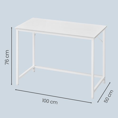 Bureau D'ordinateur, Table, Pour Bureau, Chambre, Salon, Cadre En Métal, Blanc