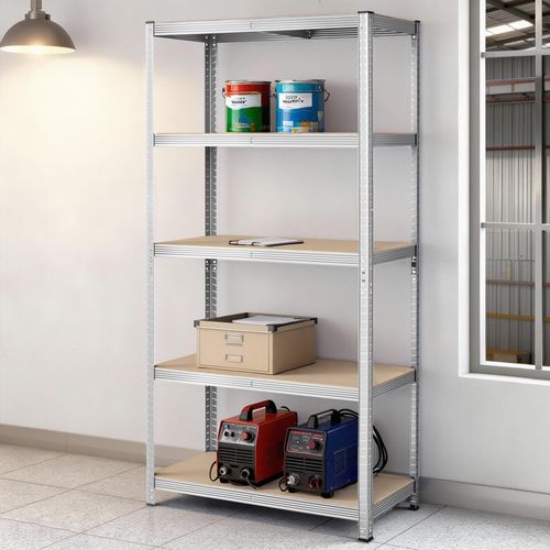 étagère De Charges Lourdes, étagère De Stockage, Structure En Acier, 5 étagères Réglables, Argent