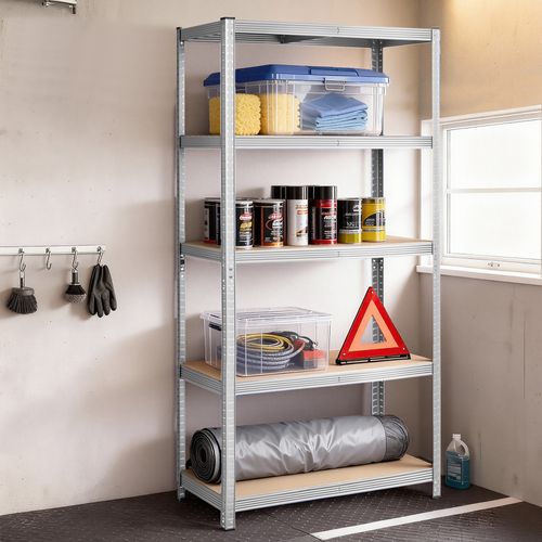 étagère De Charges Lourdes, étagère De Stockage, Structure En Acier, 5 étagères Réglables, Argent