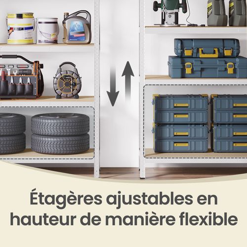 étagère De Charges Lourdes, étagère De Stockage, Structure En Acier, 5 étagères Réglables, Argent