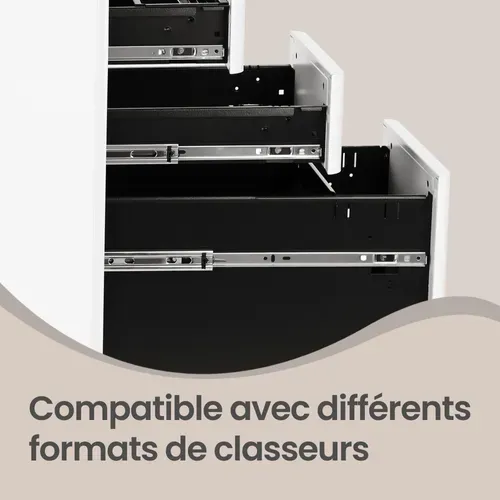 Classeur à 3 Tiroirs En Acier Pour Bureau à Domicile, Blanc