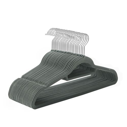 Cintres En Velours, Lot De 50, Antidérapants, épaisseur 0,6 Cm, Crochet Pivotant à 360°, Gris