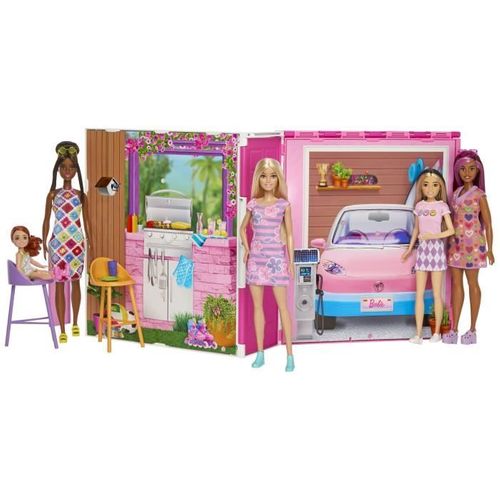 -maison De Vacances-coffret Et Poupée, 4 zones Et 11 accessoires Hrj77