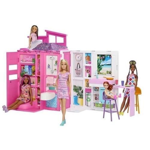 -maison De Vacances-coffret Et Poupée, 4 zones Et 11 accessoires Hrj77