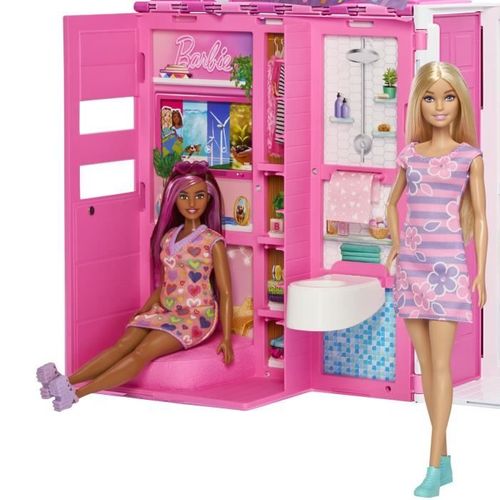 -maison De Vacances-coffret Et Poupée, 4 zones Et 11 accessoires Hrj77