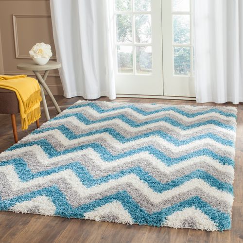 Tapis Enfants Shag 183 X 274 Cm Shag Ashley Bleu