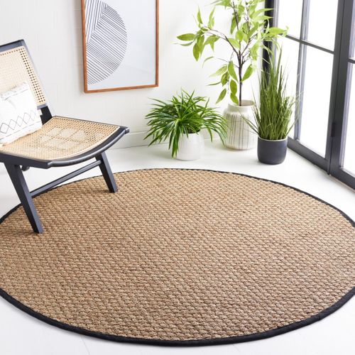 Tapis Rond Natural Fiber 152 X 152 Cm Fibre Naturelle Roselyn Naturel/noir