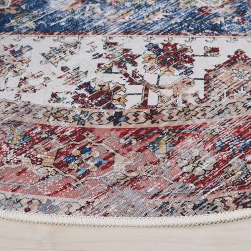 Tapis Tucson 76 X 183 Cm Geometrique Solana Bleu / Rouge