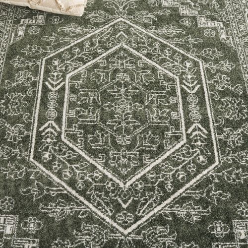 Tapis Adirondack 235 X 305 Cm Médaillon Arianwen Vert Foncé / Ivoire