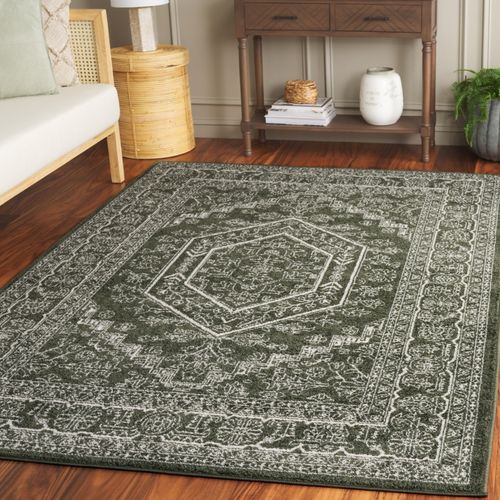 Tapis Adirondack 235 X 305 Cm Médaillon Arianwen Vert Foncé / Ivoire