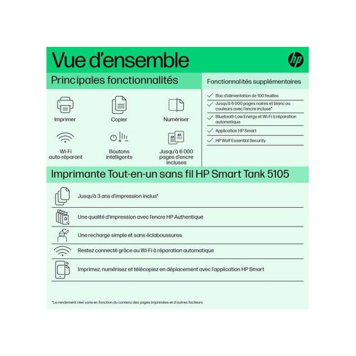 Imprimante Multifonction Smart Tank 5105 All In One Bluetooth Blanc