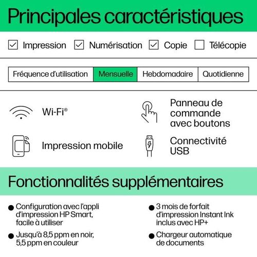 Imprimante Tout-en-un Hp Deskjet 4222e Jet D'encre Couleur Copie Scan - 3 Mois D'instant Ink Inclus